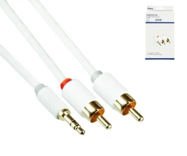DINIC Audio-Video Kabel 3,5mm St. auf 2x Cinch St., 2m DINIC Monaco Range, weiß
